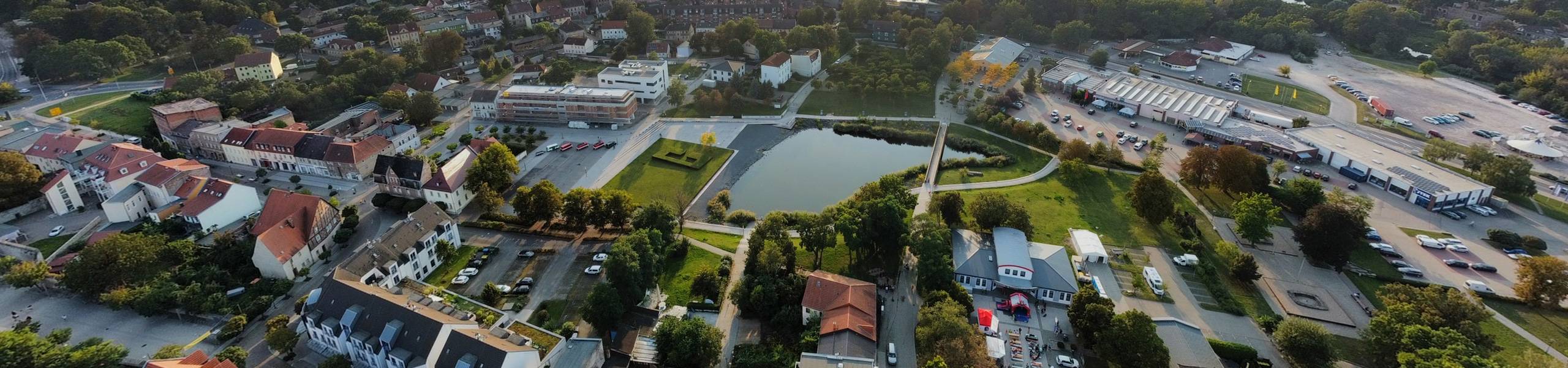 Stadtsee ©Stadt Staßfurt Luftbildaufnahme der Staßfurter Mitte